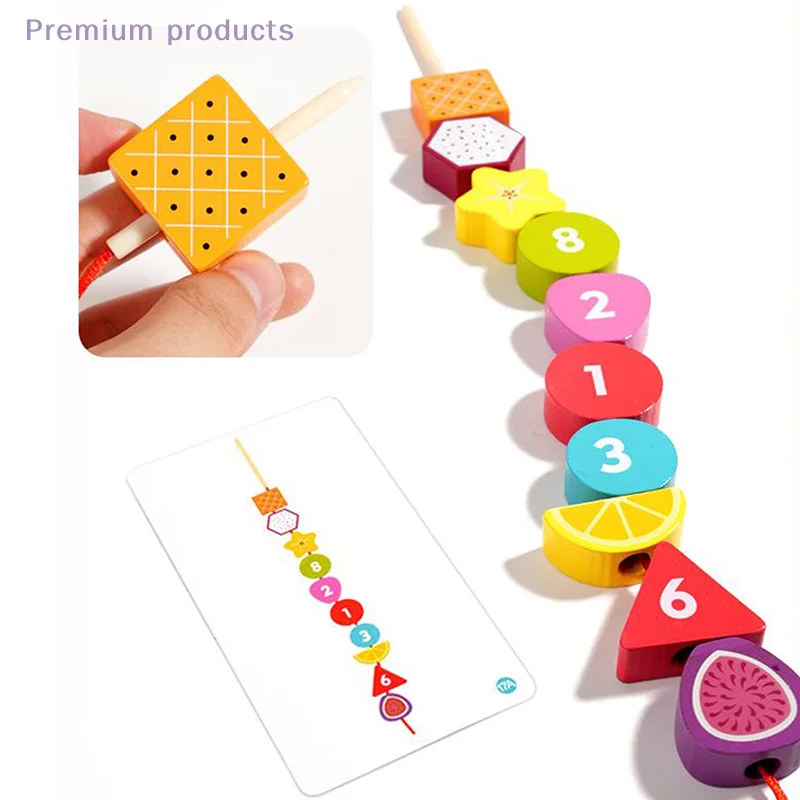 Color Shape Matching Puzzle Game Montessori Wooden Toys Colorful Beaded Color Cognition Early Educational Toys Gift For Children
