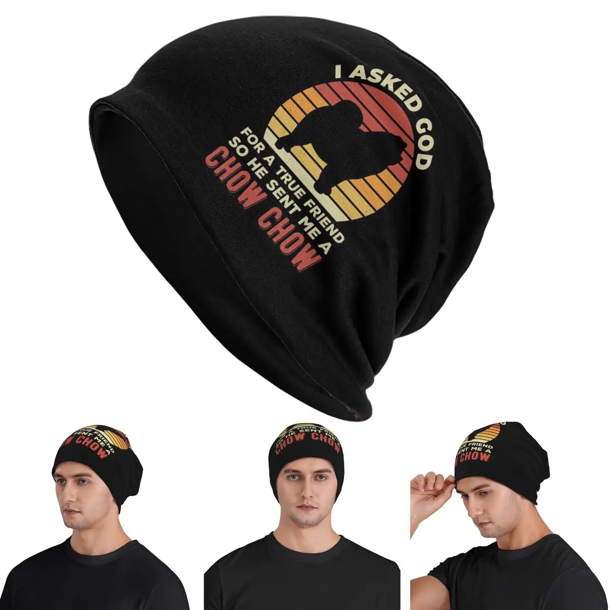 

Chow Chow 3 Skullies Beanies Hats Warm Autumn Winter Outdoor Cap Knitted Bonnet Caps for Unisex Adult