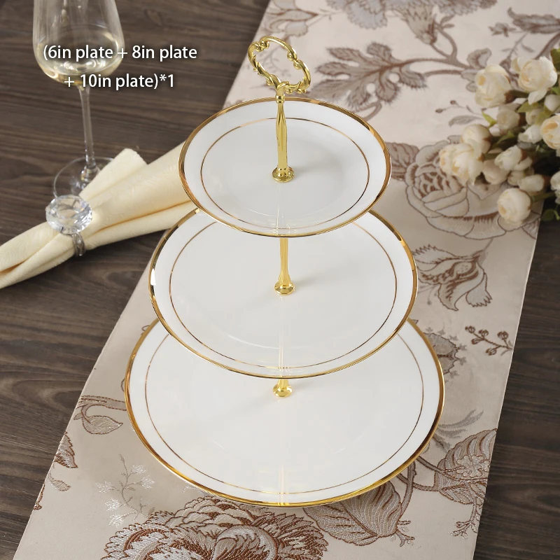 Pastoral Bone China Fruit Plates Set Cake Stand Plate Buffet Snack Dishes Candy Dish Bread Ceramic Tray British Tableware Decor image 3