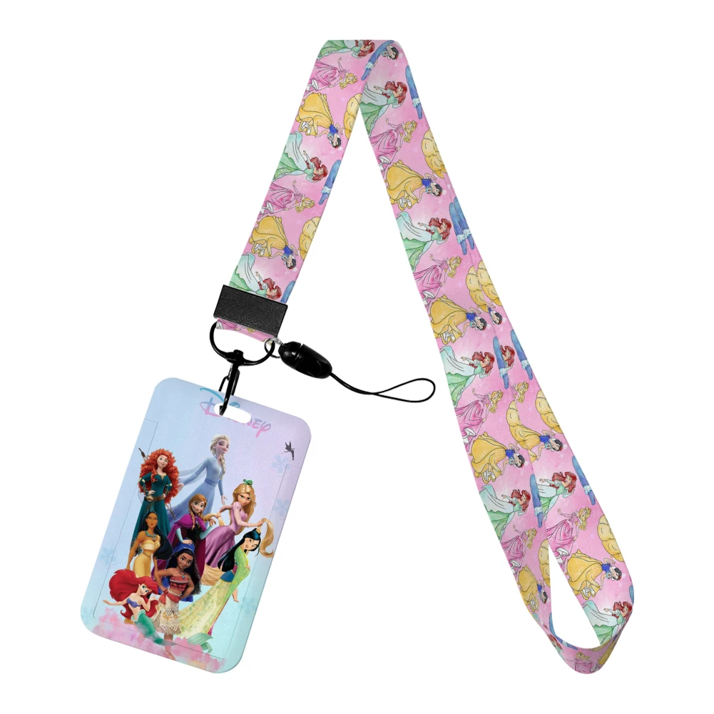 Disney Princess Girls Card Holder Student Keychain Girl Bus Metro Protective School Card Cover Kid Girls Personalized Gifts