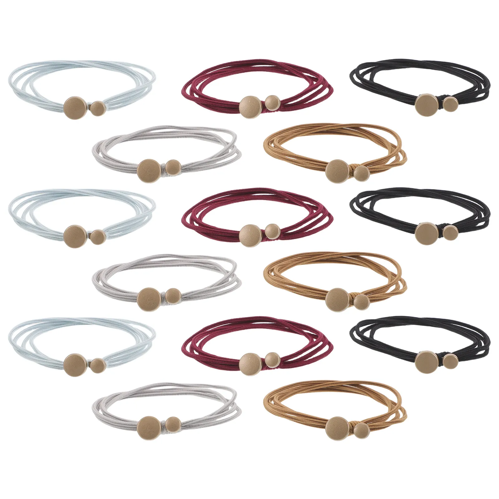 

15 шт. модных резинок для волос: толстые и тонкие, минималистичные, для хвоста, не повреждают волосы, эластичные, надежно фиксирующие, портативные, в виде браслетов, стильные