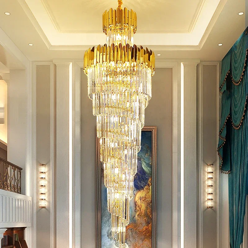 Large 180cm LED Chandelier Crystal Design Pendant Lamp Switch Control E12 Bulb Base OEM ODM Suspension Lighting Projects