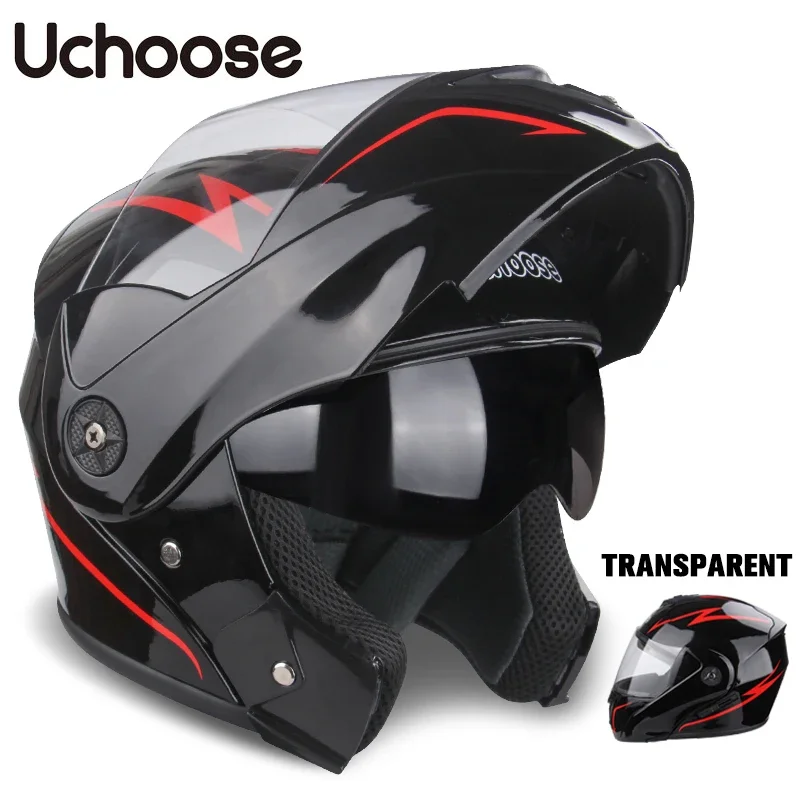 Uchoose Unisex Motorcycle Helmet DOT Certification Double Lens Cross Section Helmet Safety Modular Flip Helmet With Visor