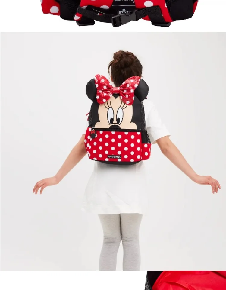 Disney Australia Smiggle Hot-Selling Schoolbag Female Minnie Wheel Backpack Mickey Children Red Backpack To School Knapsack Bag