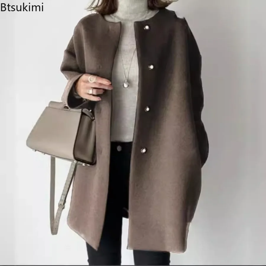 Cardigan Coat Women Clothes Warm Autumn 2026 Fashion Versatile Loose Fitting Retro Button Stand Collar Long Sleeve Y2k Overcoat