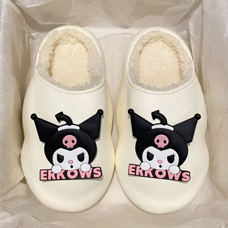 Sanrio Kulomi cute cartoon warm home women's shoes new waterproof and non-slip thick-soled plush cotton slippers