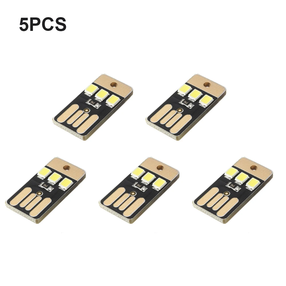 5Pcs DC 5V Mini Pocket Card USB Power LED Keychain Night Light 0.2W USB LED Bulb Book Light For Laptop PC Power Bank