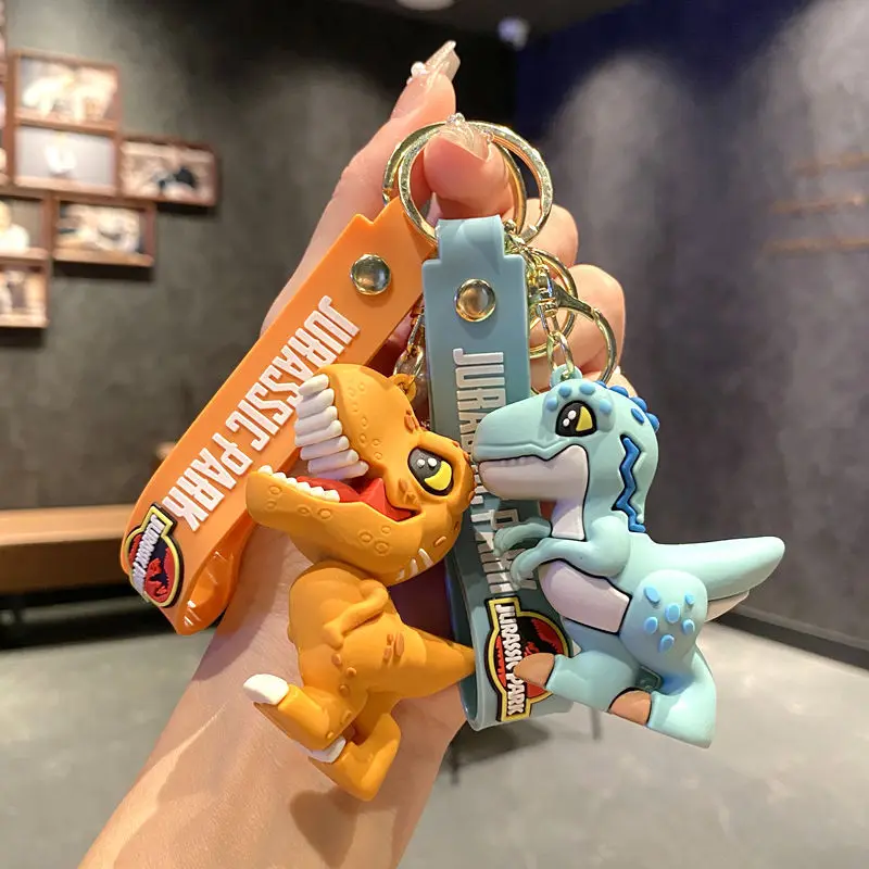 Porte-clés dinosaure Jurassic World, Tyrannosaurus Rex, Triceratops, figurine de dessin animé, porte-clés de voiture, petits cadeaux pour hommes et femmes
