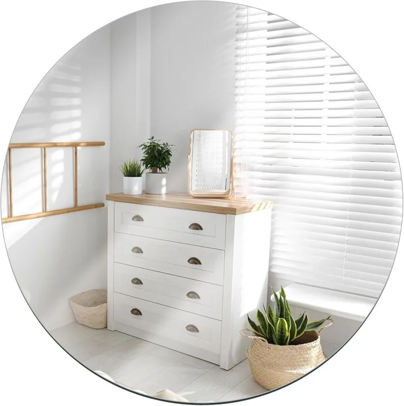 

Round Mirror,16Inch Round Wall Mirror Fogless Shatterproof Unbreakable Frameless Wall Mirrors for Living Room Bedroom Home Decor