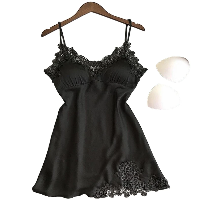 

Sexy Pajamas Women's Silk Suspender Nightdress Ladies Spring And Summer Ice Silk Thin Halter Home Service Satin Night Dresses