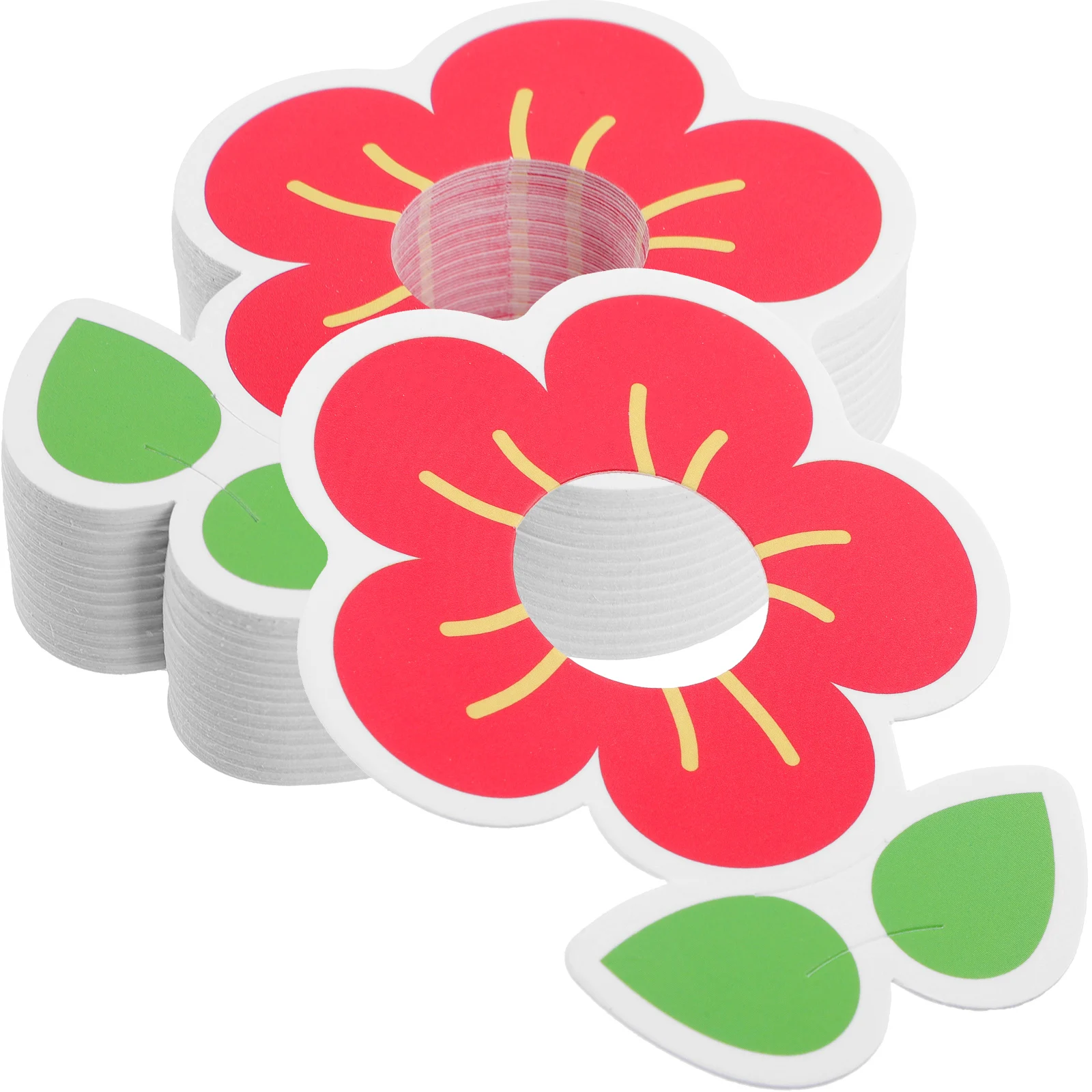 

50 Pcs Candy Stand Little Red Child Lolly Pops Paper Lollipop Cardholder Bulk Flower Shapes