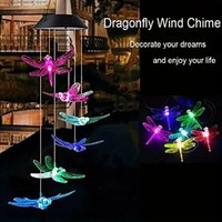 Solar-Powered Color-Changing Dragonfly LED Wind Chime Light Outdoor Waterproof Hanging Decoration Lights For Garden,Patio,Porch