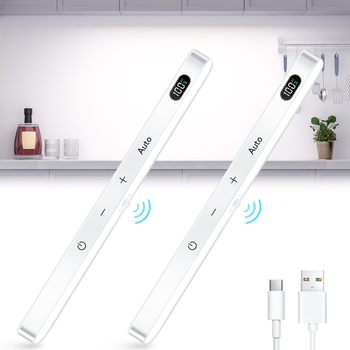 WILLED Under Cabinet Lights Rechargeable Battery Display 60 LED Touch Light Bar Motion Sensor Light Closet Light Night Lights