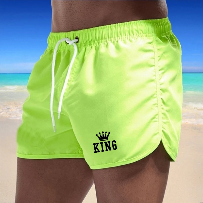 Men\'s Beach Shorts Surfing Swimwear Quick Dry Beachwear 2024 Breathable Swimming Trunks Pockets Summer Male Sports Clothing