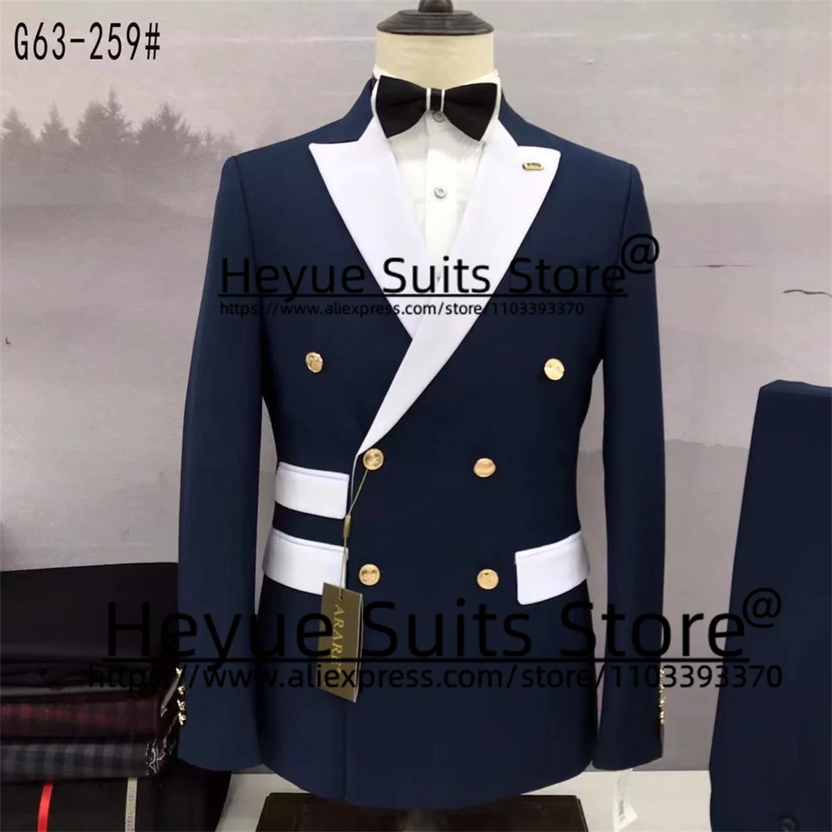 Fashion Double-breasted Orange Men Suits Slim Fit Peak Lapel Groom Wedding Tuxedos 2 PCS Sets Business Male Blazer Costume Homme