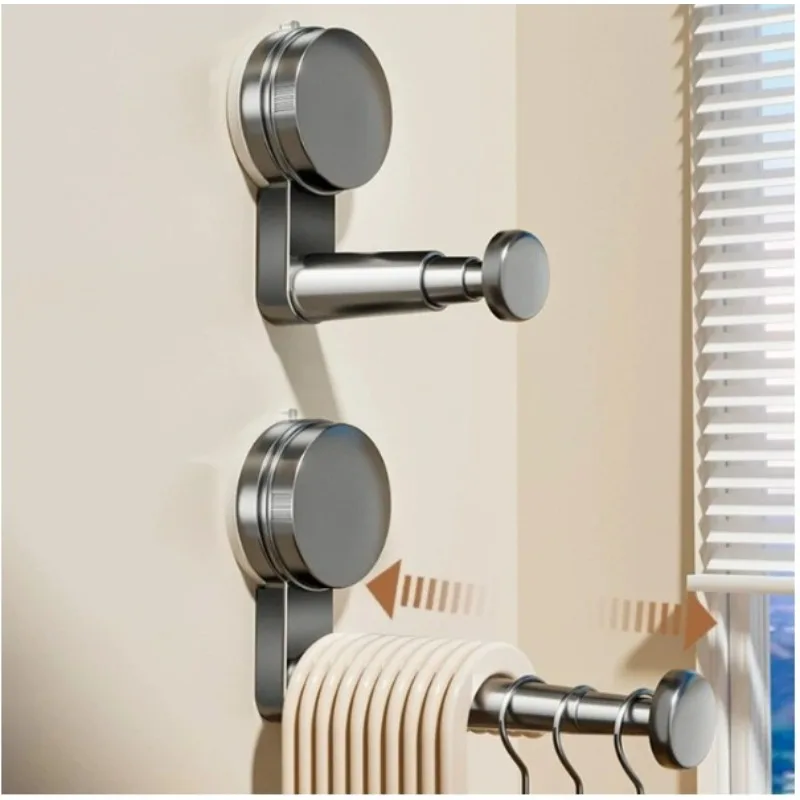 Wall-Mounted Hook Storage Rack Foldable Frame Self-Adhesive Suction Cups Installation Telescopic Rods Adjustable Organizer Hook
