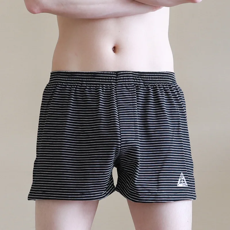 Men’s Stripe Arrow Homewear Panties Boys Man Comfortable Cotton Boxer Pants Loose Antibacterial Shorts