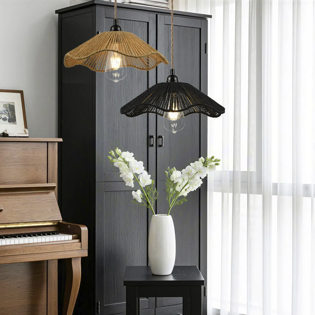 

Винтажная подвесная лампа с абажуром для внутреннего кафе, чайной комнаты, ваби-саби, стильный светильник, декор