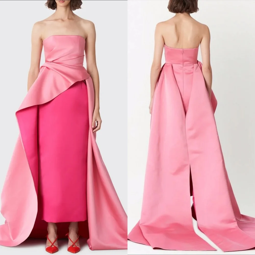 

Customized Jersey Pleat Strapless Straight Midi Dresses Bespoke Occasion Celebrity Fashion Evening Elegant Party High Quality