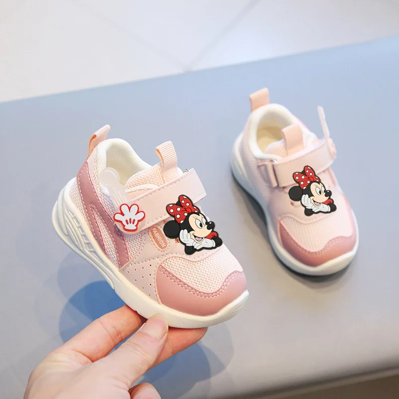 

Детская обувь для малышей с Микки Маусом Disney, весна-лето, осень-зима, нескользящие детские кроссовки на мягкой подошве для мальчиков и девочек, милая повседневная обувь