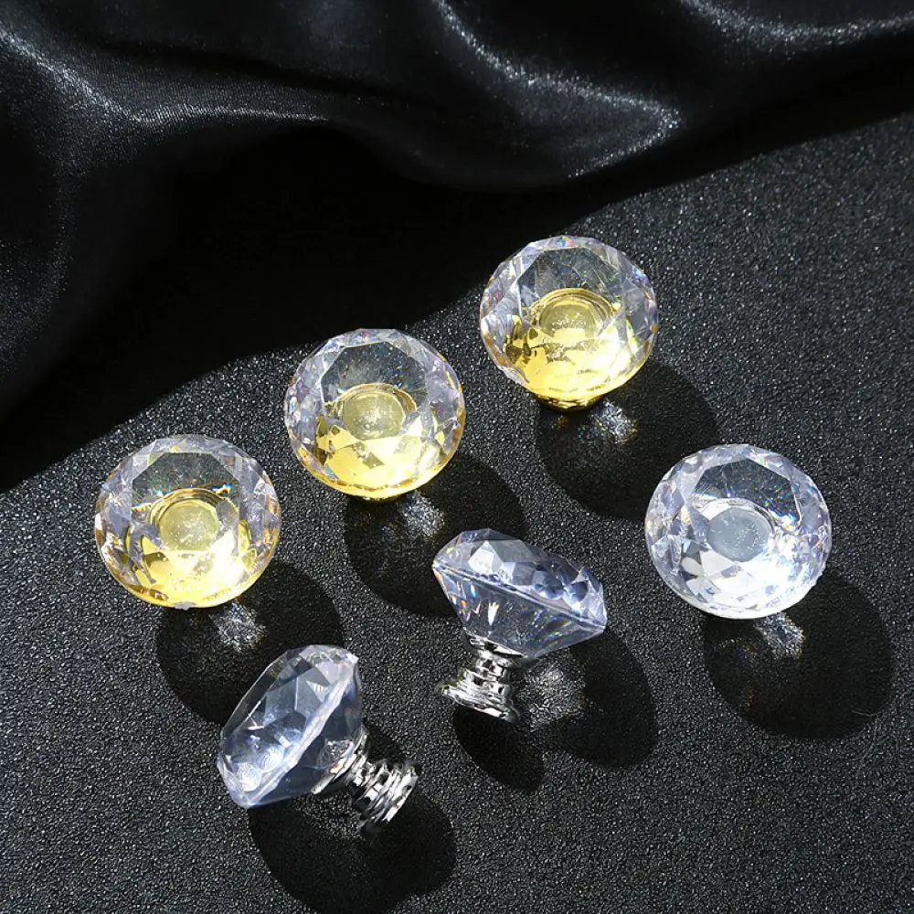 Luxury Crystal Furniture Knob Modern Acrylic Cabinet Handle Round Drawer Pull Single Hole Hardware For Home Decor