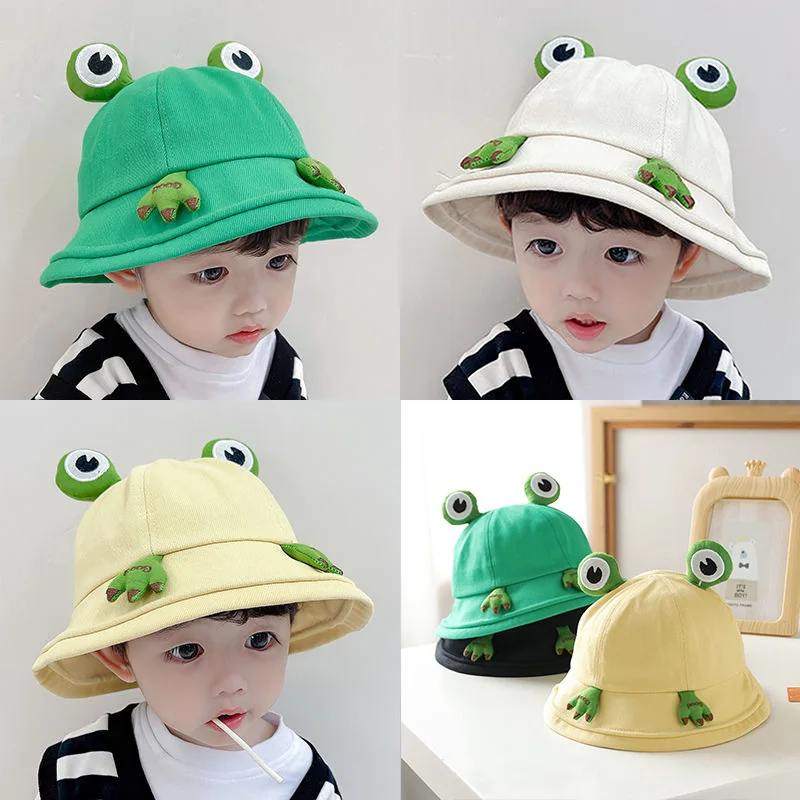 Bocca Children Frog Bucket Hat With Ear Panama Fisherman Hats For Men Women Kids Cartoon Cute Summer Outdoor Travel Sun Bob Cap