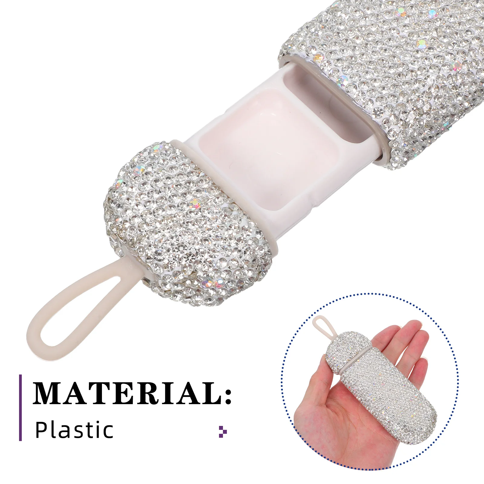 3 مقصورات حافظة حبوب مقاومة للماء بتصميم حجر الراين اللامع منظم أدوية السفر المحمول حاوية بلاستيكية صغيرة لـ #2