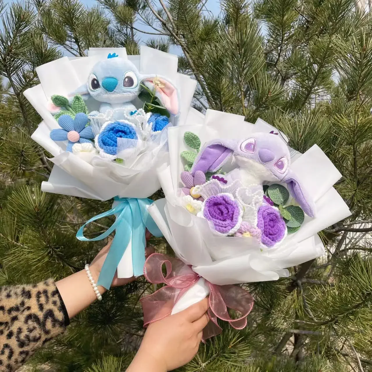 Disney Anime Stitch Bouquet Stuffed Super Soft Kids Christmas Birthday Valentine Graduation Gifts