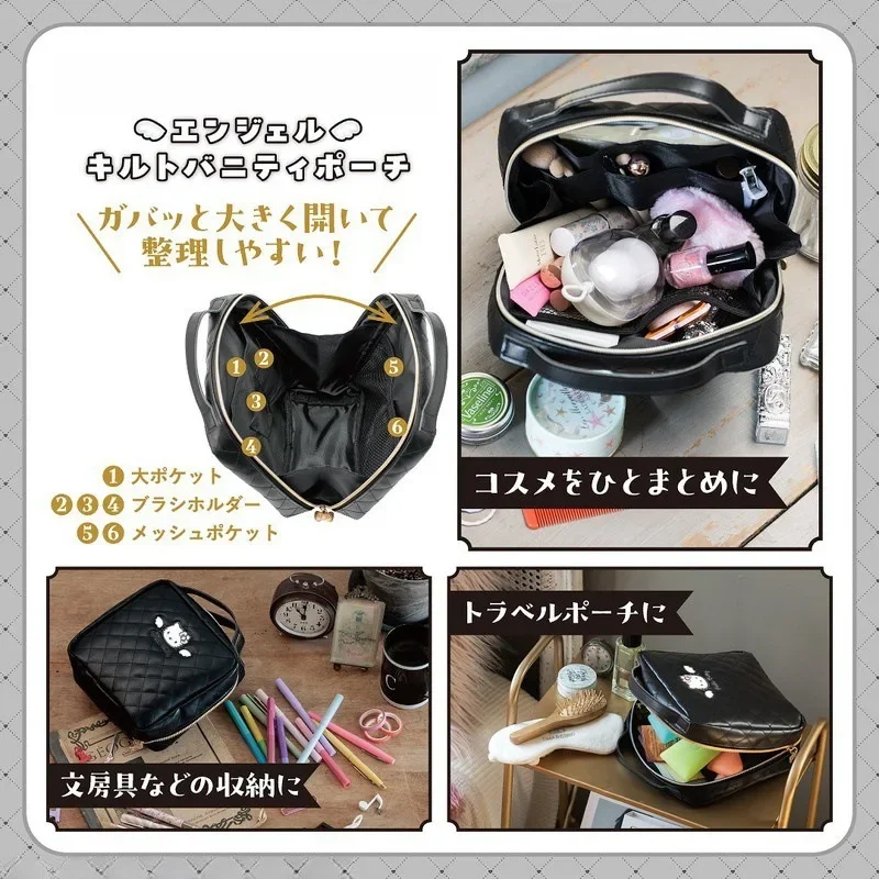 

Sanrios Cosmetic Bag Embroidery Cartoon Cute Portable Cosmetic Bag Wash Up Anime Figure Storage Bag Student Pencil Case