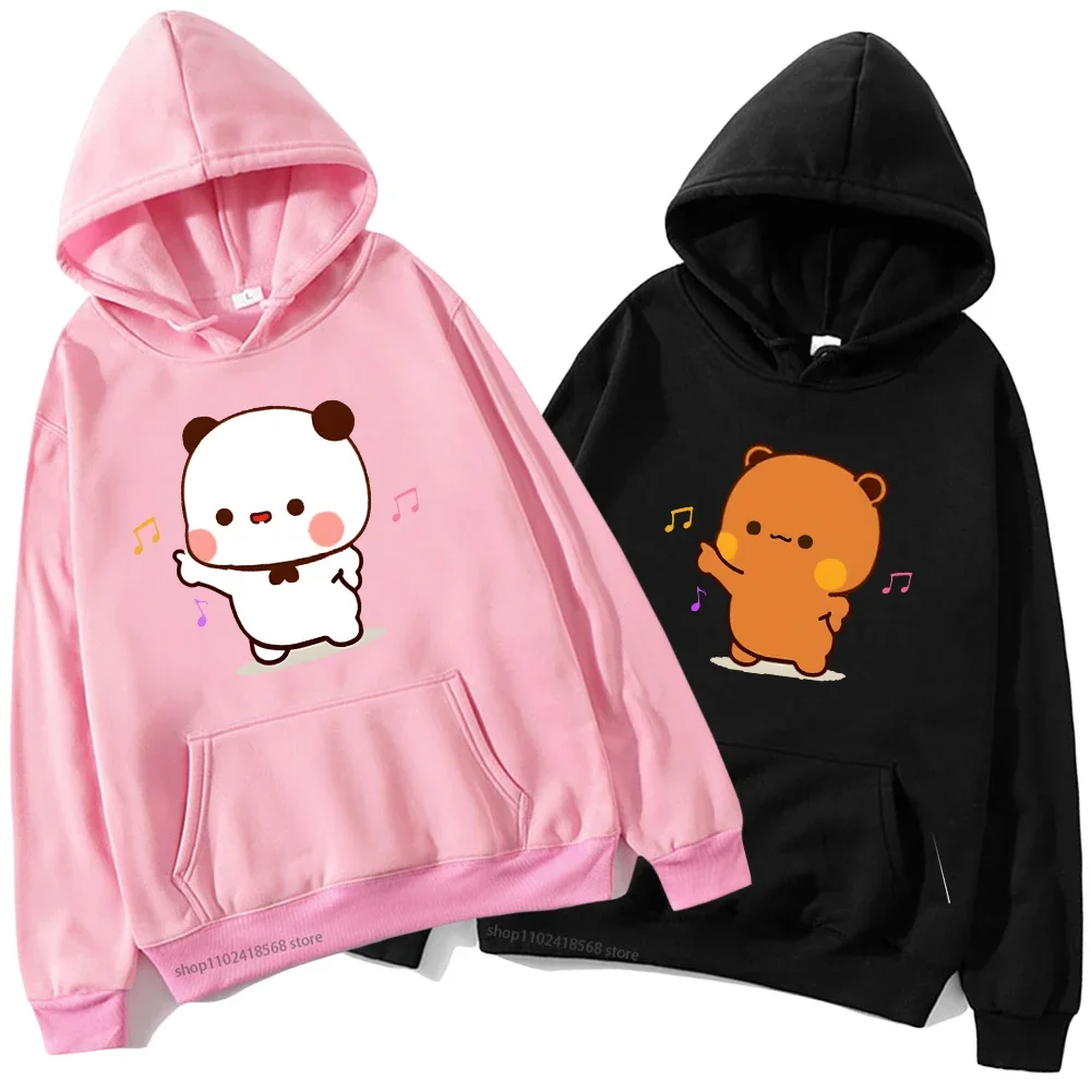 

Panda and Brownie Bear Couple Hoodies Bubu with Dudu Print Sweatshirt Cartoon Cute Pullover Men Kawaii Cute Women Casual Y2k Top