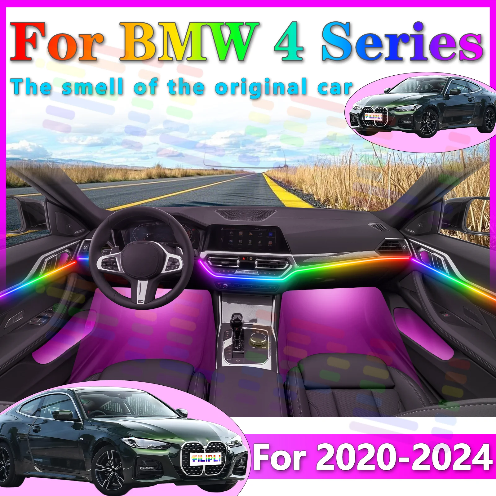 For BMW 4 Series F32‌ This comprehensive car interior LED lighting kit provides everything you need for a professional upgrade