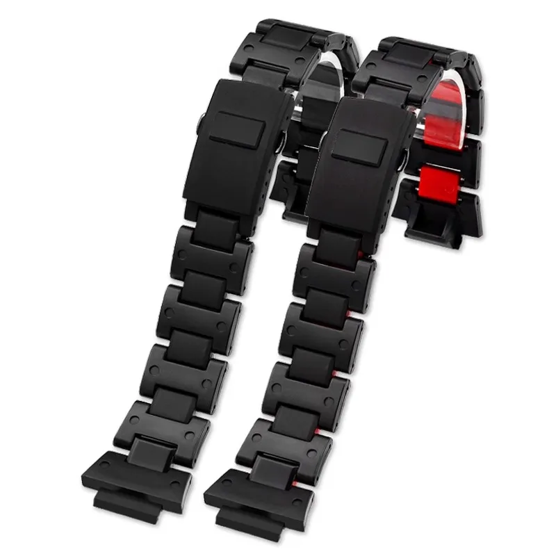 حزام ساعة من الفولاذ البلاستيكي المركب خفيف الوزن لساعة كاسيو GW-B5600 DW5600MS DW6900 GA2100 سوار تعديل أسود وأحمر