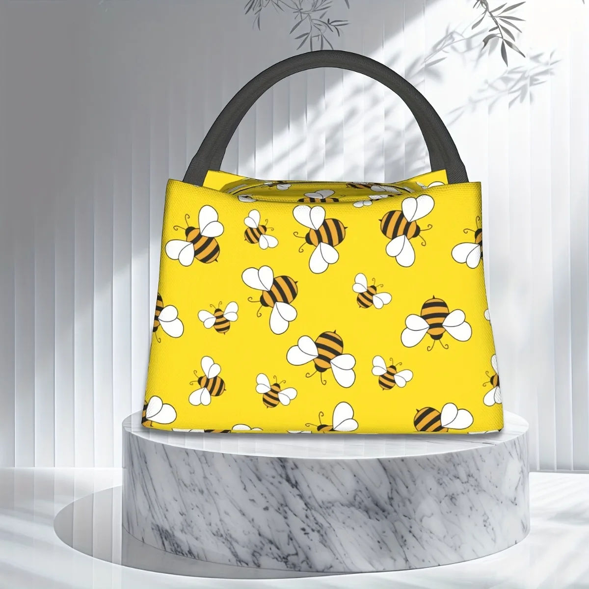 

Insulated Lunch Bag With Bee Design - Reusable, Polyester Tote For Work, Picnics & Travel Lunch Boxes, Bento Boxes