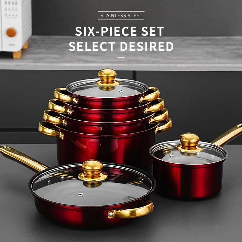 

Stainless Steel 12 Pieces Golden Pot Set Soup Pot Frying Pan Milk Pot Cooking Pot Set Cooking Pot Pots for Cooking