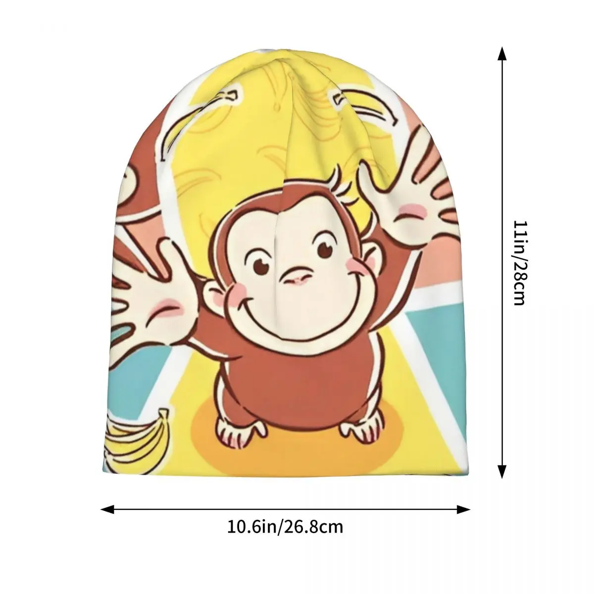 Cute Monkey Curious George Skullies Beanies Hats Cartoon Casual Unisex Outdoor Cap Warm Multifunction Bonnet Hat