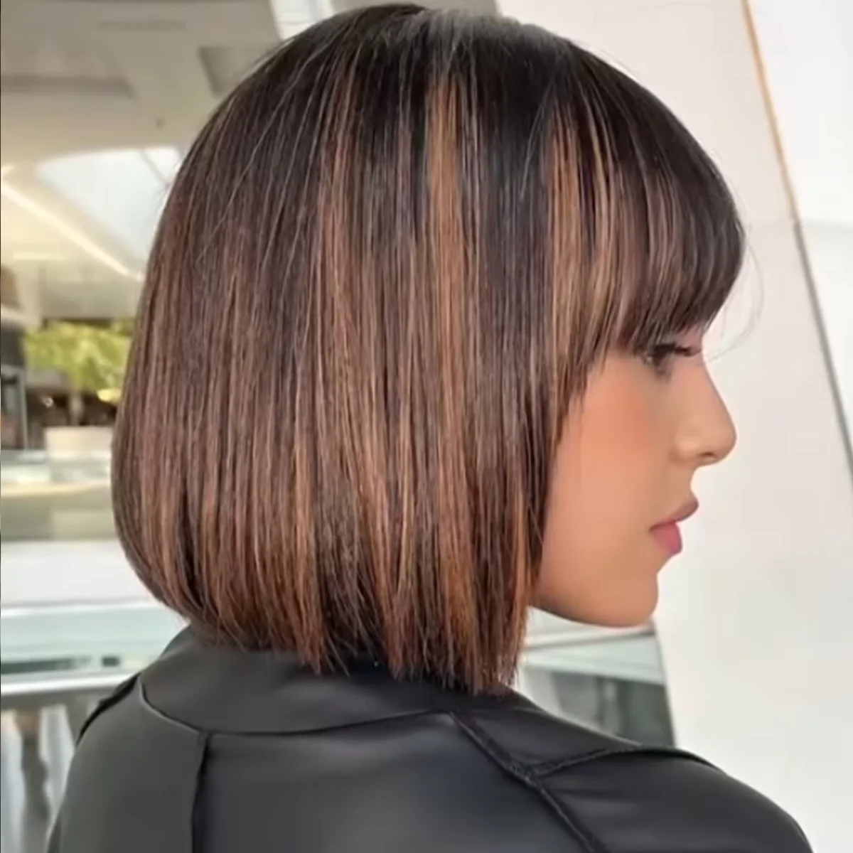 14 Polegada destaque marrom curto osso em linha reta bob peruca de cabelo humano com franja 2x1 peruca do laço do couro cabeludo 100% cabelo humano brasileiro para mulher