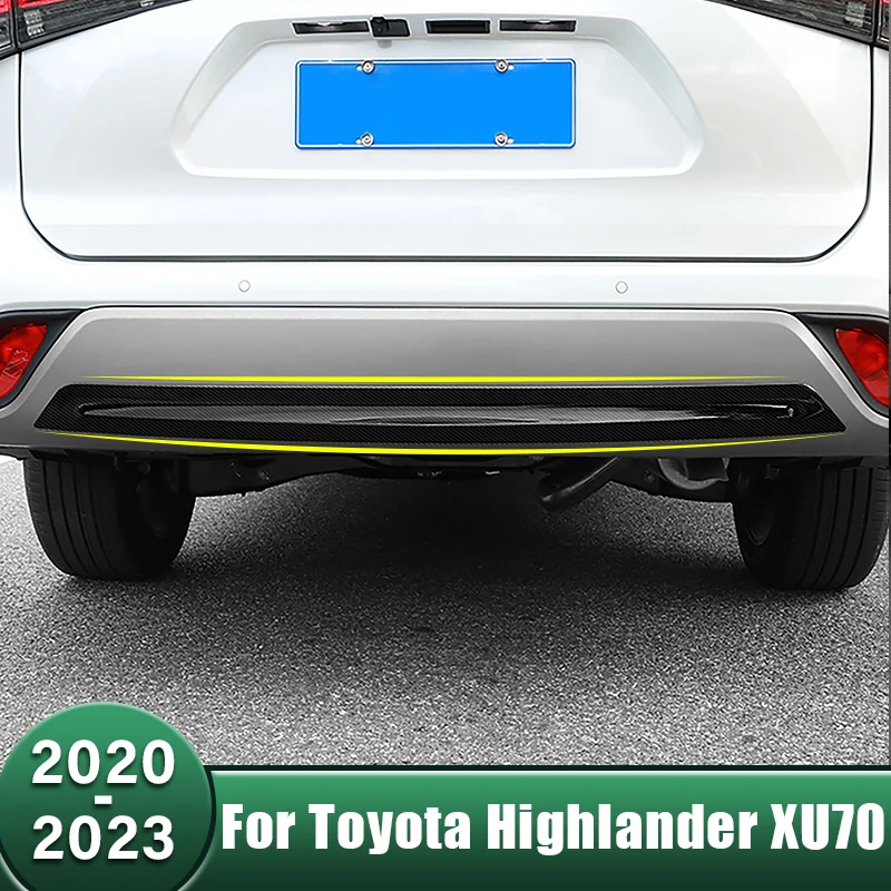 Carbon Car Rear Tail Trunk Bumper Frame Strip Cover Trim Sticker For Toyota Highlander XU70 Kluger 2020 2021 2022 2023 Hybrid