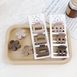 New Fashion Coffee Color Three-piece Set Frosted Geometric Hairpin Hair Clip Barrettes for Women Girl Hair Accessorie Headwear