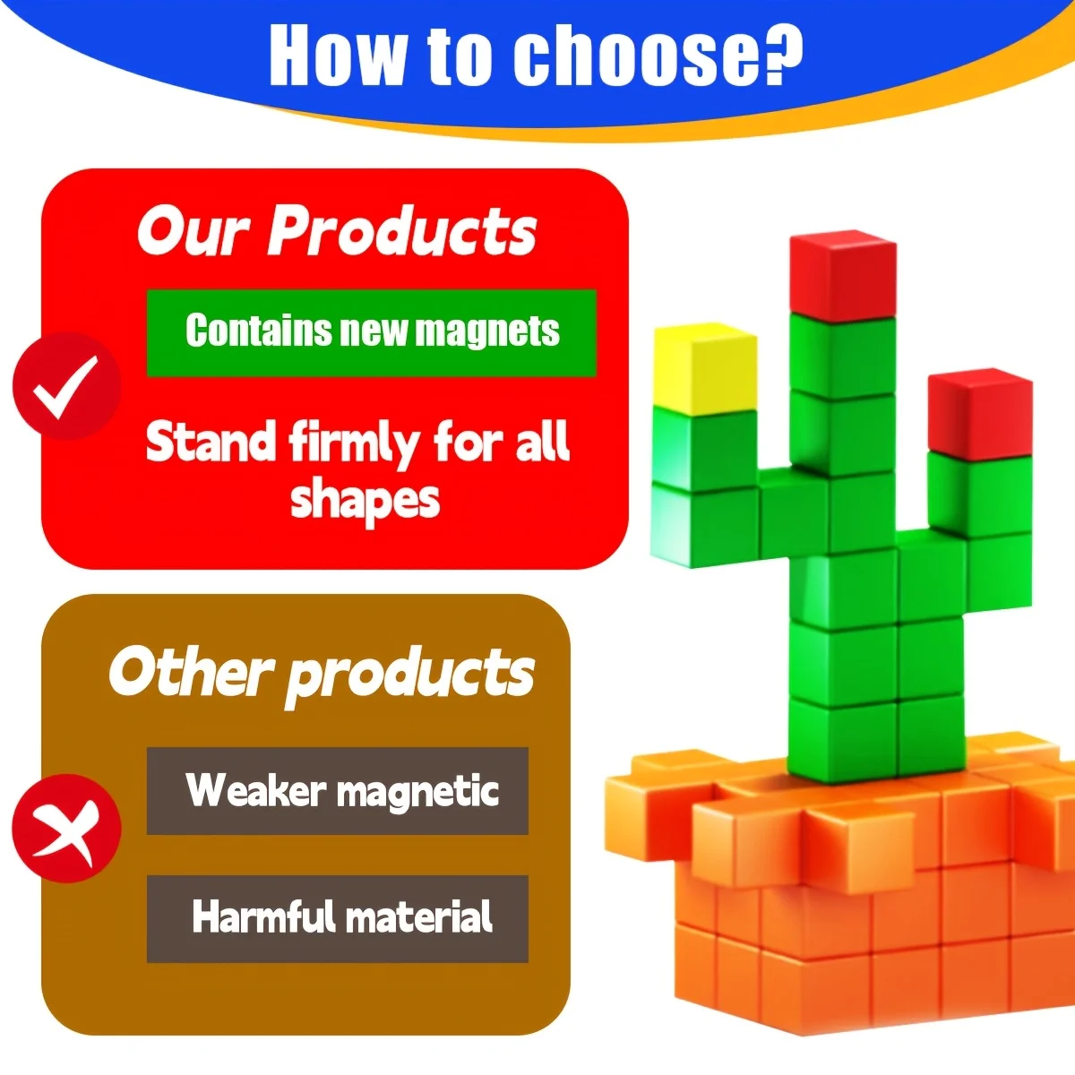 48 & 100PCS Magnetic Blocks, 2cm Magnetic cube Sensory Gift, Christmas, Halloween, Thanksgiving Gifts, Random Color