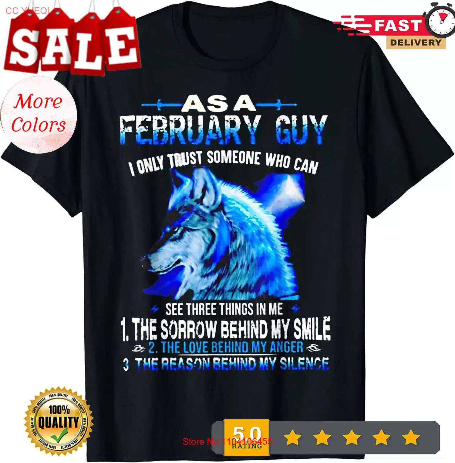 Lobo como un chico de febrero, solo confía a alguien que puedo estar tres camiseta de regalo S-3XL