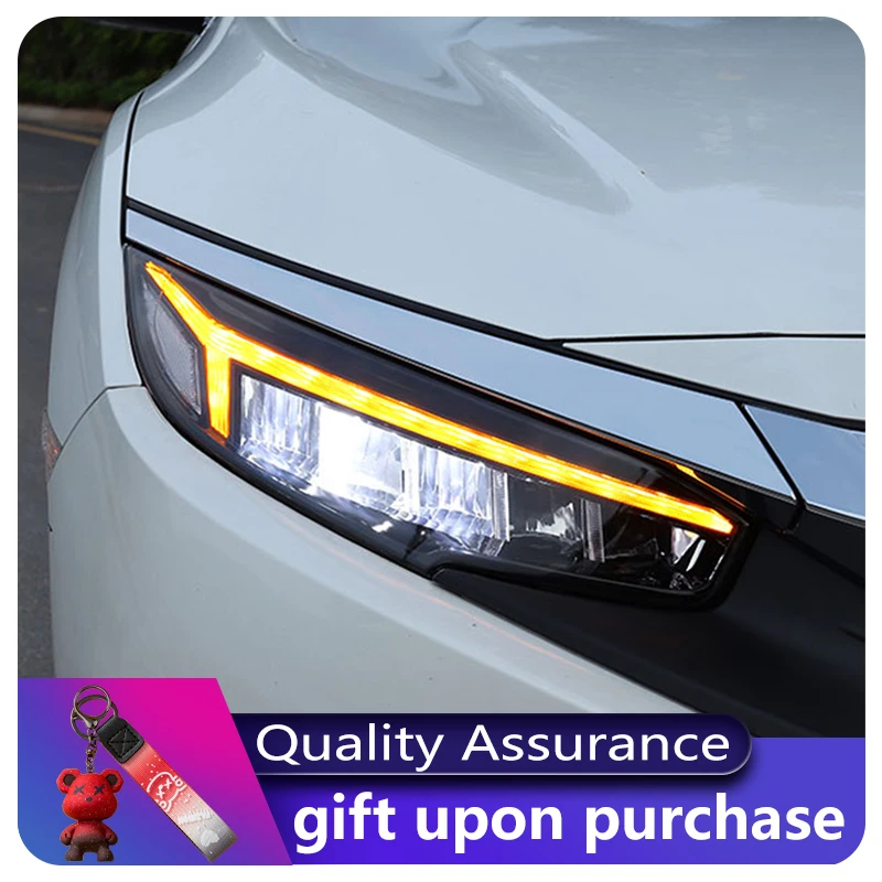 

2 шт. автомобильные лампы для Honda Civic G10 2016-2020, передний фонарь DRL, фара, указатель поворота, обновленная светодиодная линза для фар, автоаксессуары