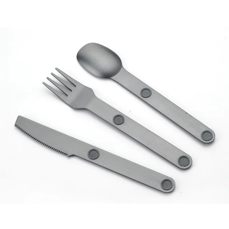 

Magnetic Aluminum Alloy Three-Piece Set Portable Tableware for Outdoor Camping Household Use Dinnerware Supplies Including Knife