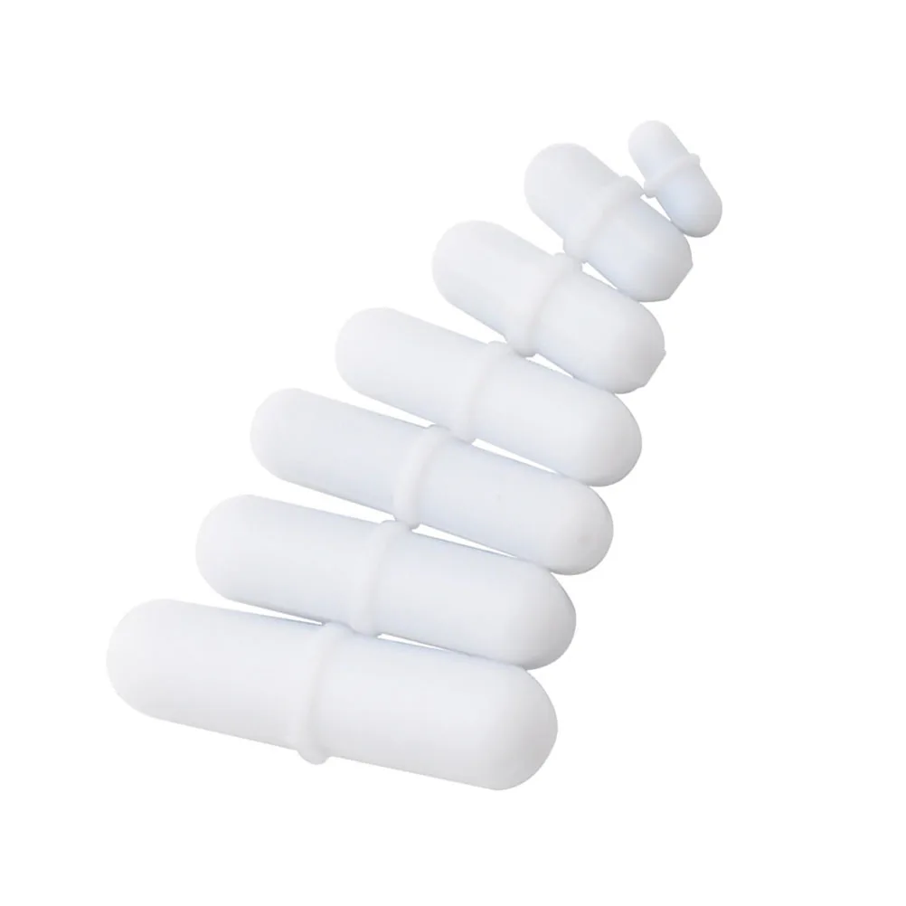 7Pcs Magnetic Stir Bar Set 10mm 20mm 30mm PTFE Coated Stirrer Bars for Lab Mixing White Mixer Rod