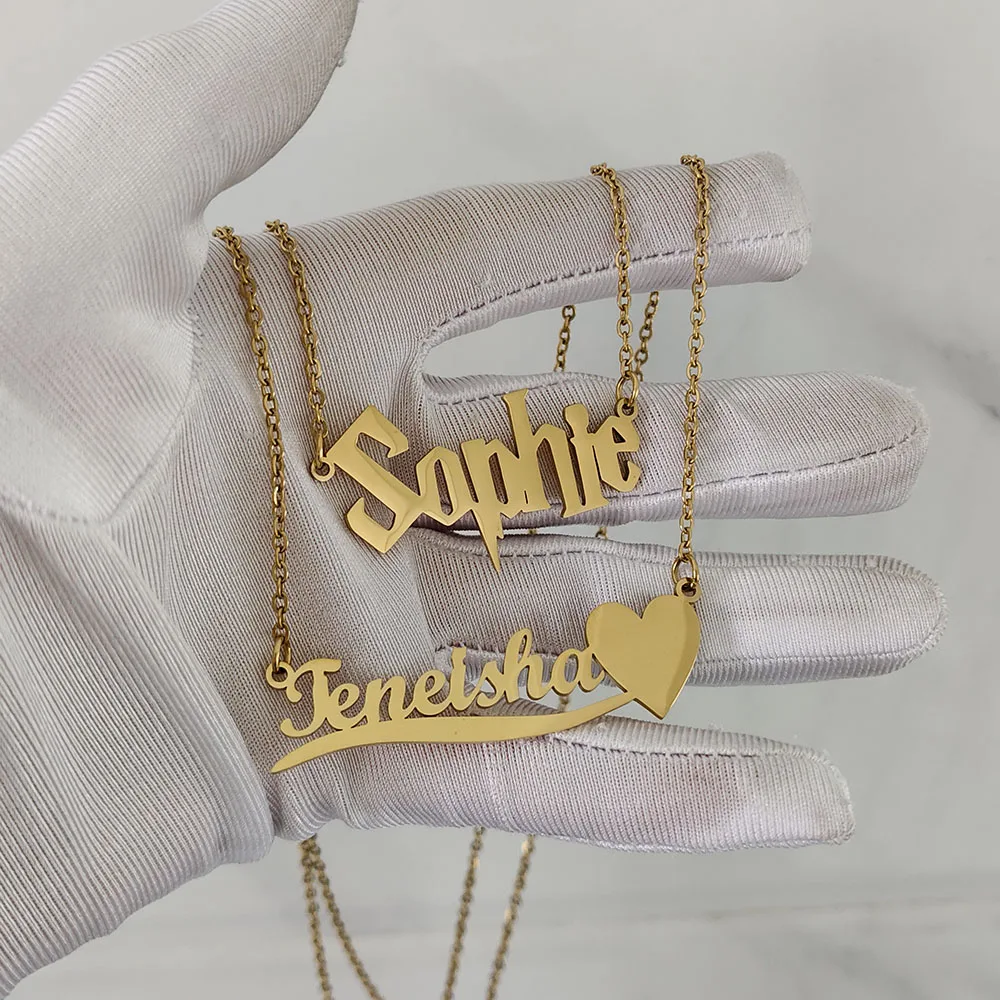 DHQH New Customized Name Heart Necklace Personalized Letter Heart Pendant Necklace Valentine's Day Gift Factory Direct Sales
