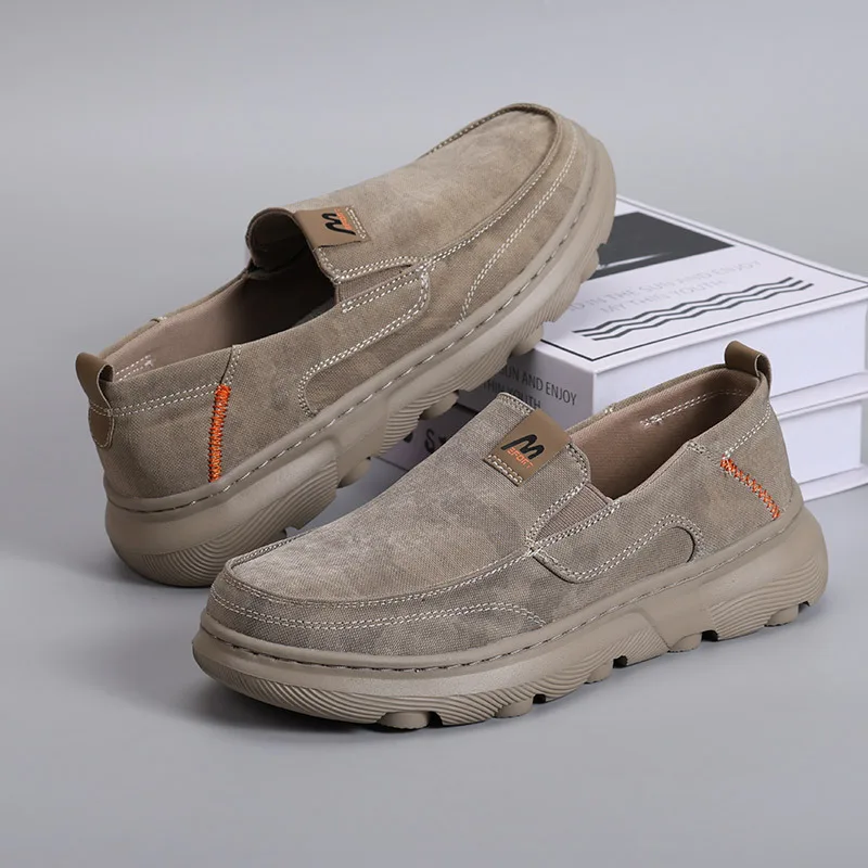 Cloth shoes men's spring and autumn new breathable soft sole one-pedal lazy versatile high-end cold sticky ultra-light dad shoes