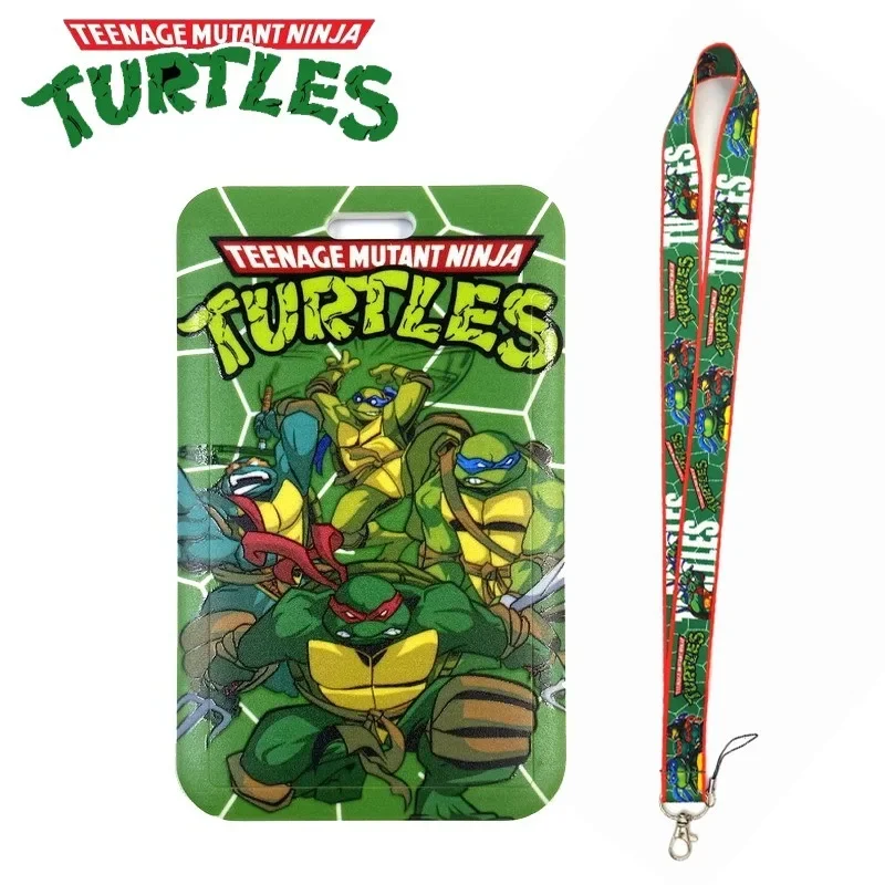 TMNT-Porte-cartes Teenage Mutant Ninja Turtles, Anime ID Holder, Lanyard Cartoon Bus Case, Neck Cover Keychain Gifts