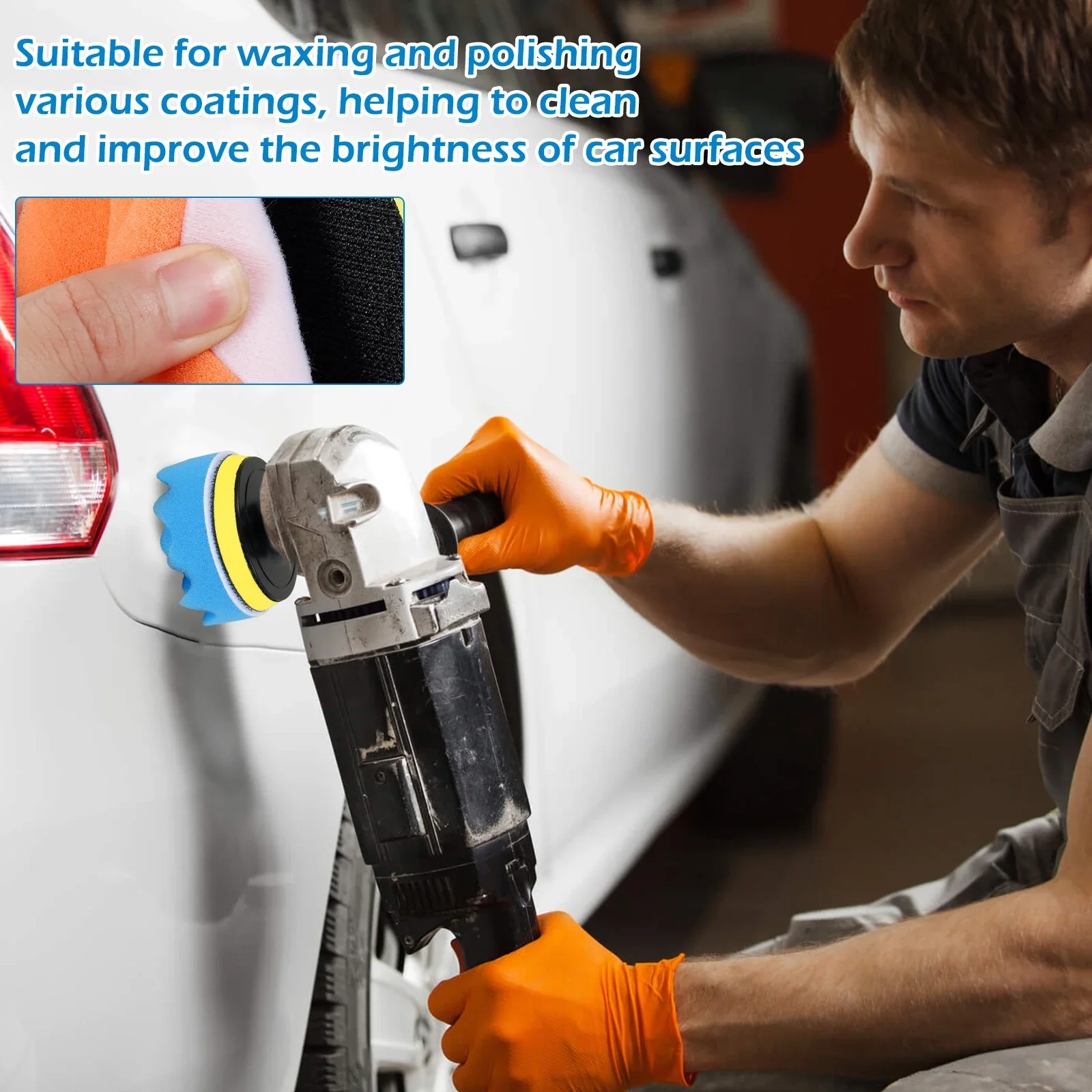 Imagem -03 - Car Polishing Sponge Pads Kit Almofada de Espuma Kit Buffer Machine Wax Pads para Auto Motocicleta Veículo Remove Scratches 29 Pcs