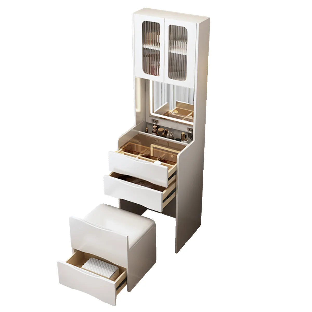 Cream dressing table modern simple bedroom flip small storage cabinet with top cabinet bedside cabinet makeup