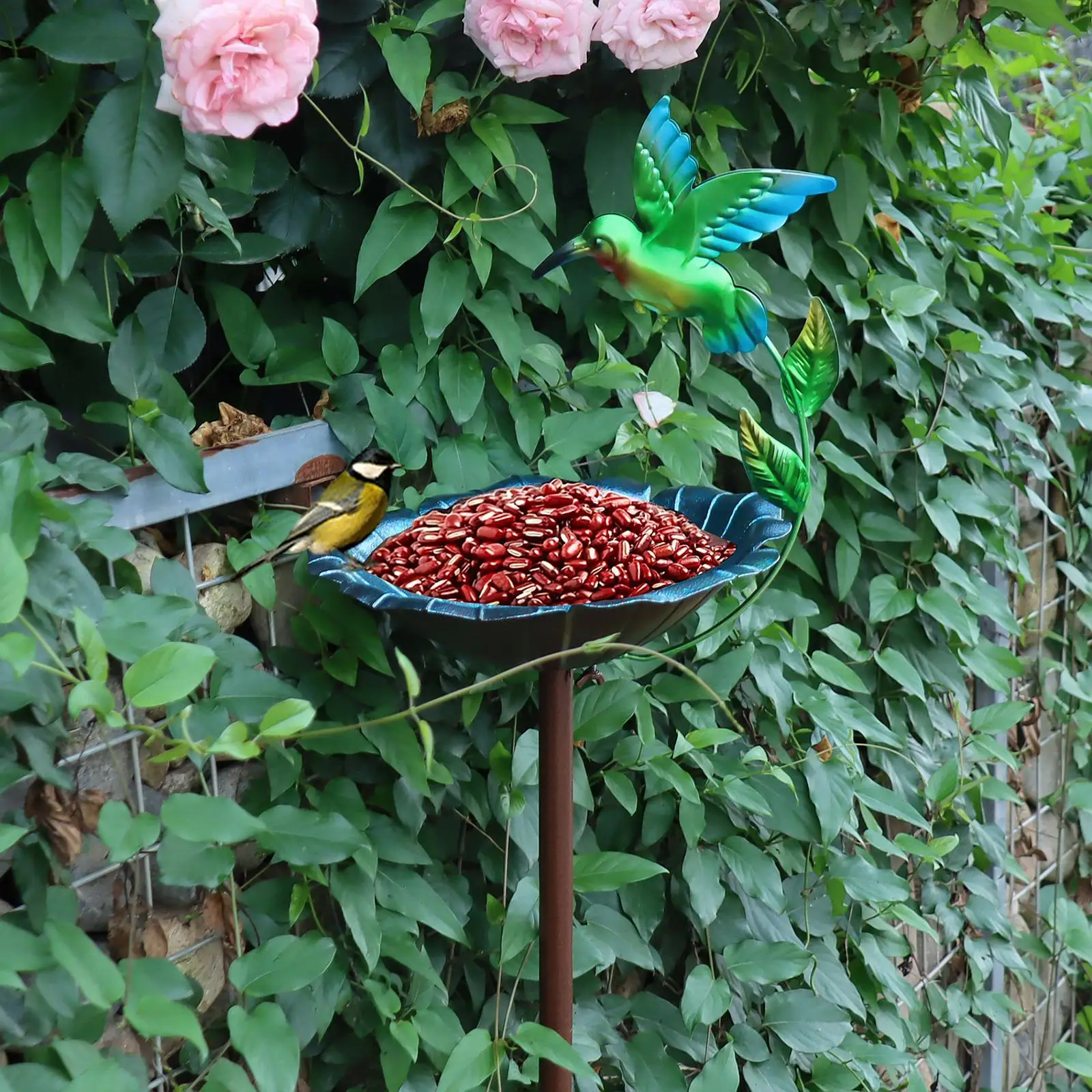

Metal Bird Bath for Outside Yard Decor 3 Pronged Base Weather Resistant