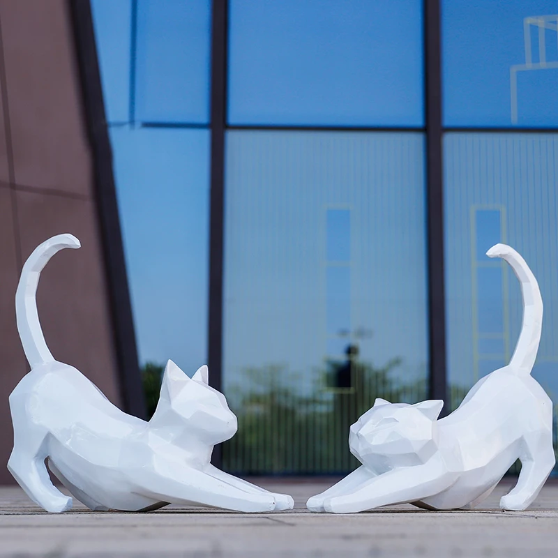 

FRP abstract geometric cat sculpture ornament